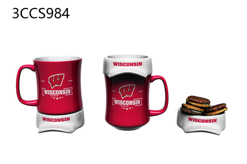 11oz. Ceramic Cup and Coaster Gift Set, University of Wisconsin-Madison,3ccs984