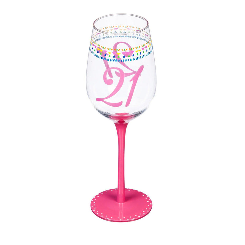 Color Changing Wine Glass w/ Gift Box, 12oz, Birthday Confetti 21st