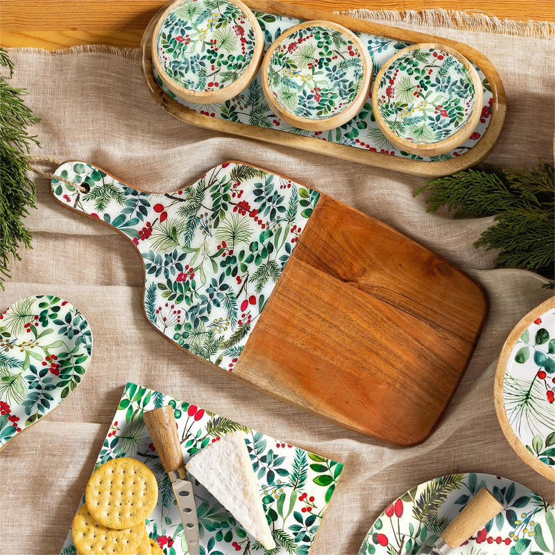 VivaStyle Cutting Board, Rectangular Wood Cutting Board, Festive Foliage, 16"L