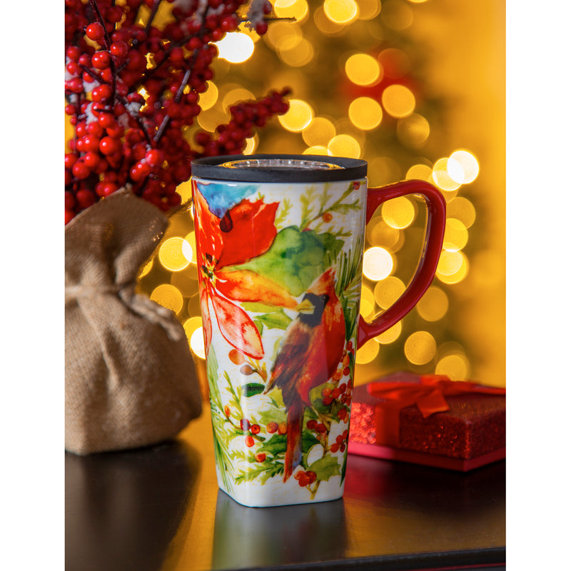 Ceramic FLOMO 360 Travel Cup, 17 oz., Cardinal & Berries,3clc967888