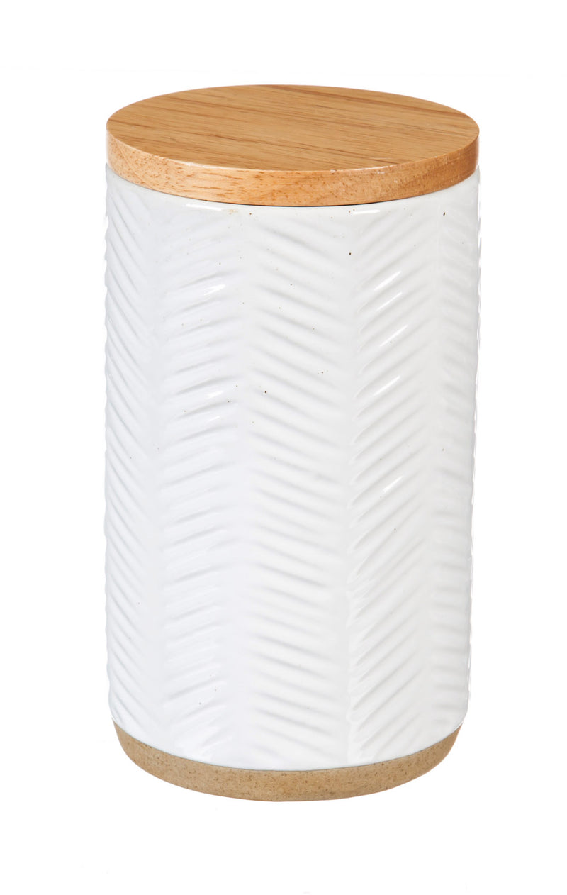 Debossed Ceramic Canister, Picket Porcelain, Set of 3,3cnc007