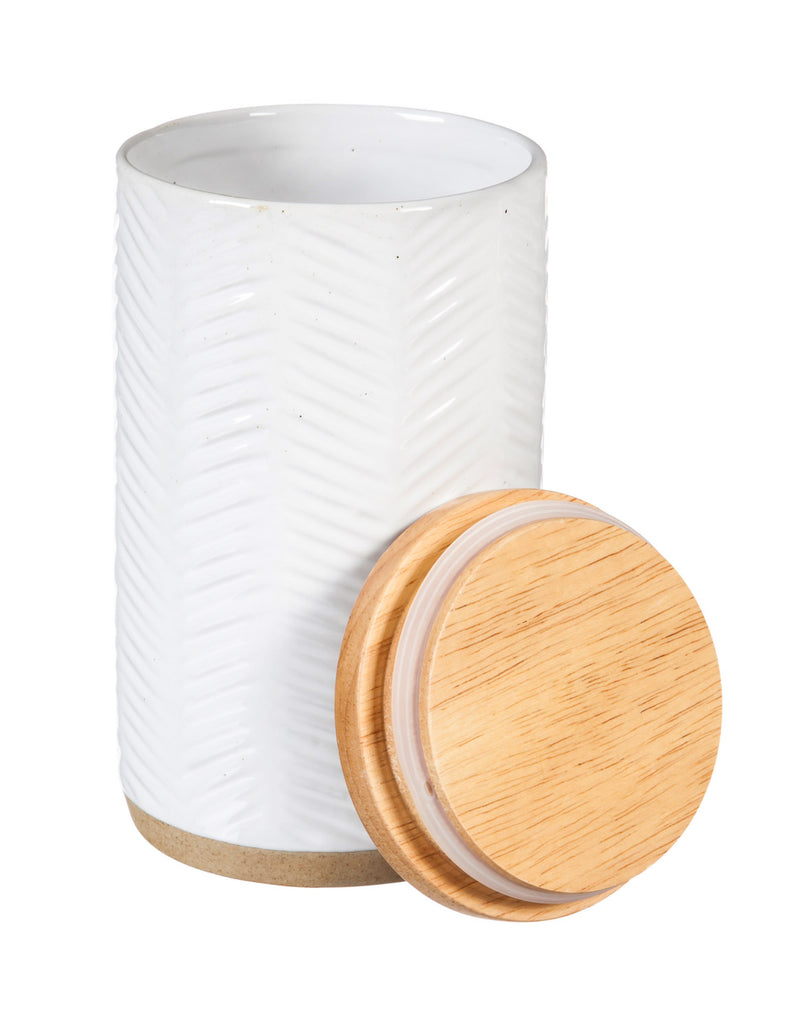 Debossed Ceramic Canister, Picket Porcelain, Set of 3,3cnc007