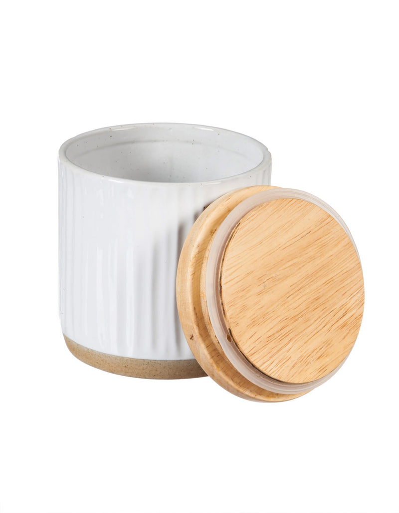 Debossed Ceramic Canister, Picket Porcelain, Set of 3,3cnc007