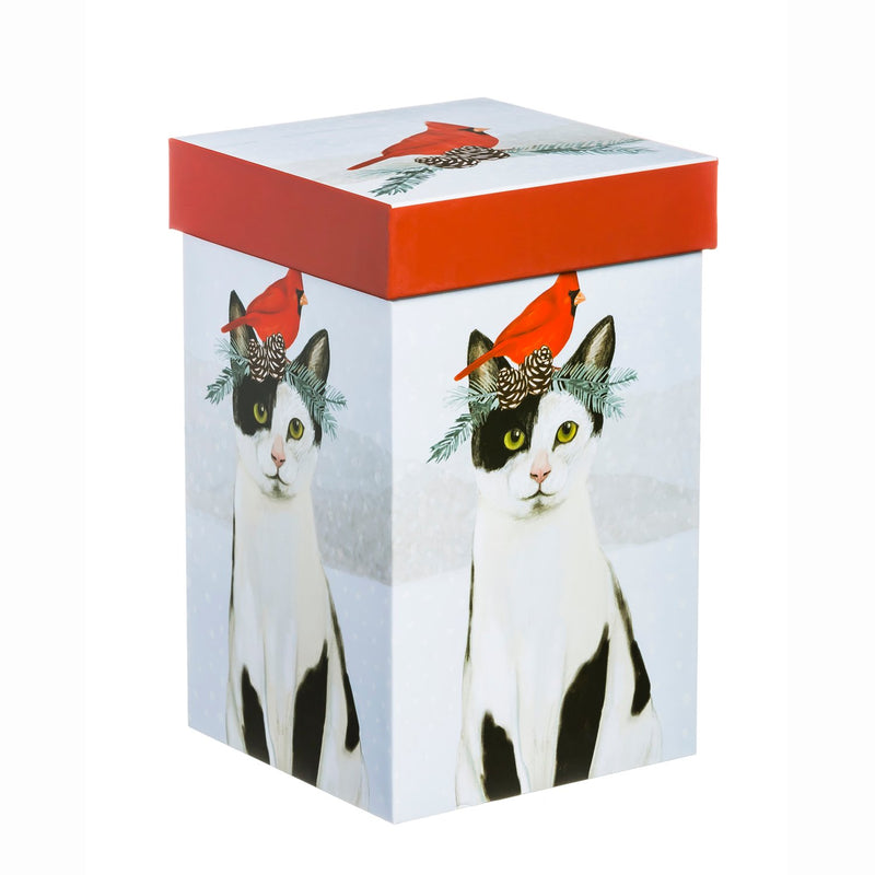 Ceramic Travel Cup, 17 OZ. ,w/box and Tritan Lid, Christmas Cat,3ctc007204b