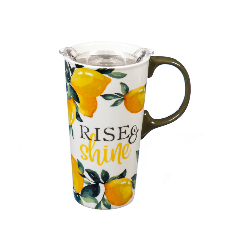 Ceramic Travel Cup, 17 OZ. ,w/box and Tritan Lid, Lemon Drop Collection,3ctc007410