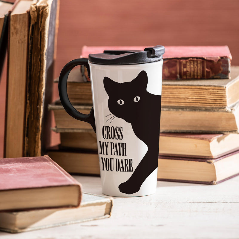 Cat Cross My Path If You Dare Ceramic Perfect Cup, 17oz, Gift Box