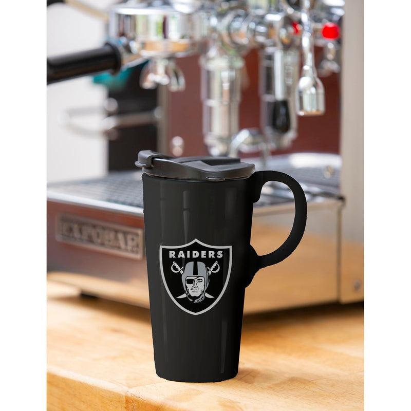 Evergreen Home Accents,Las Vegas Raiders, 17oz Boxed Travel Latte,3.55x5.24x7 Inches