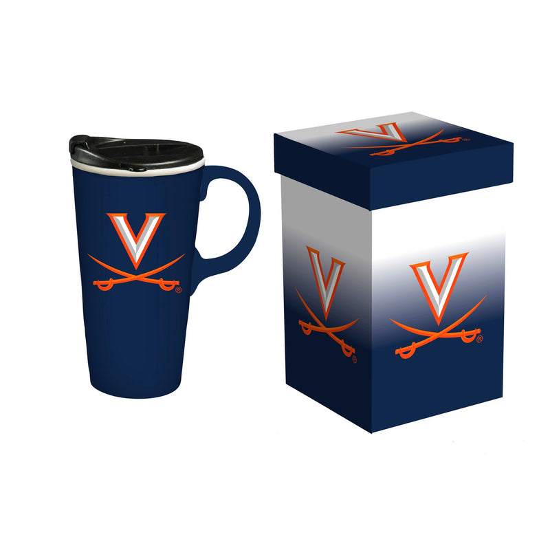Evergreen Home Accents,University of Virginia, 17oz Boxed Travel Latte,5.24x3.55x7 Inches