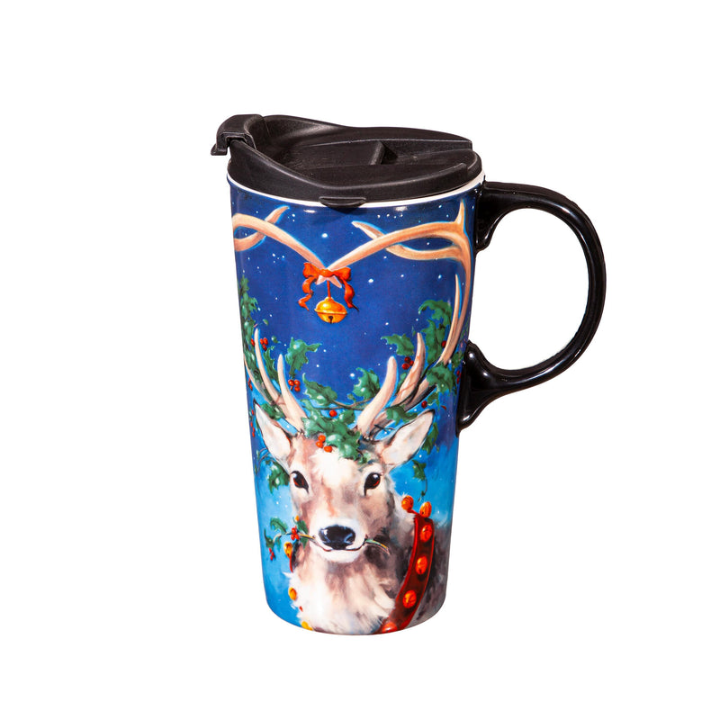 Ceramic Perfect Travel Cup, 17oz, w/ Gift Box, Reindeer,3ctc019847