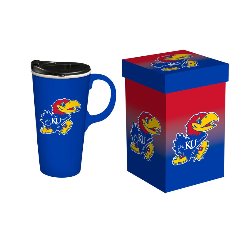 University of Kansas, 17oz Boxed Travel Latte,3ctc01996