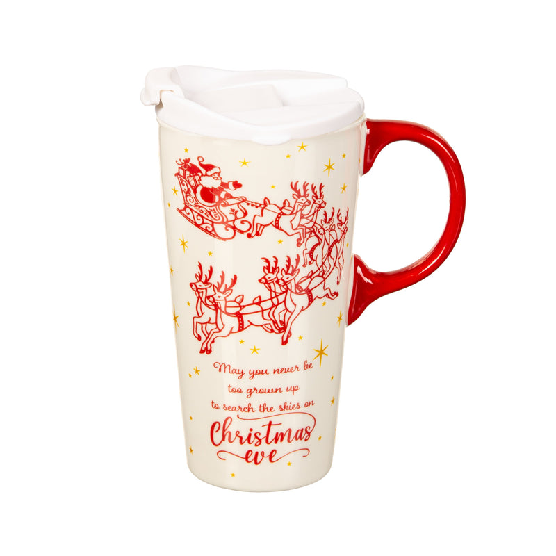 Ceramic Perfect Travel Cup, 17oz, w/ Gift Box, Christmas Eve,3ctc10029