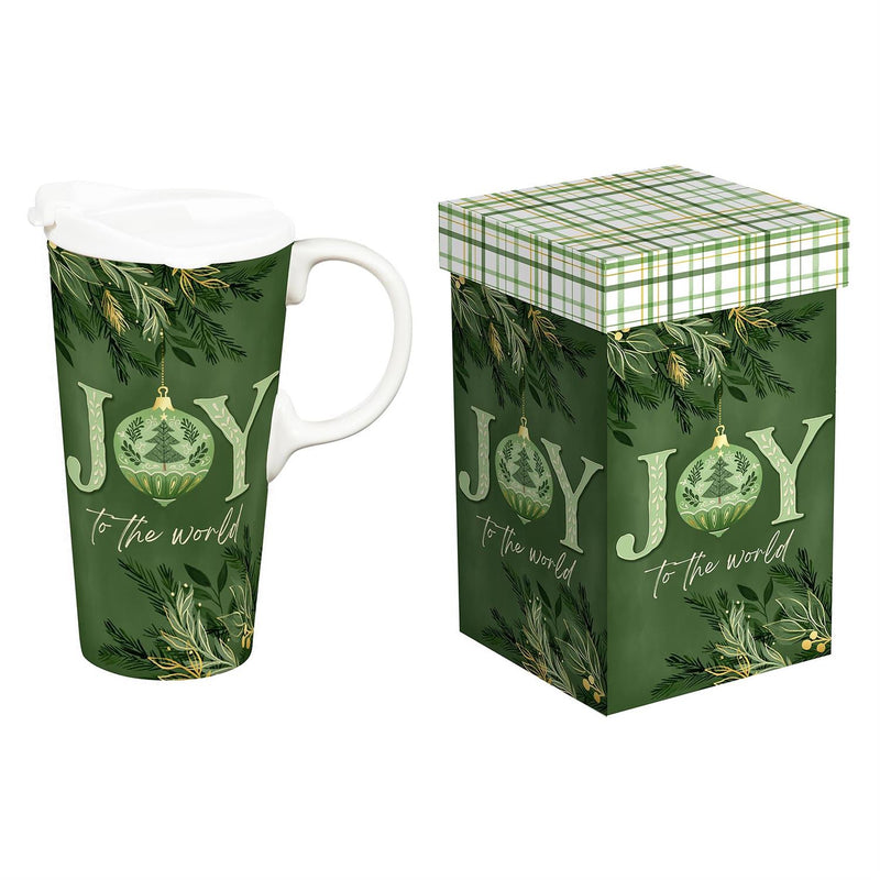Shades of Green Travel Cup Ceramic Perfect Cup, Joy, 17oz, Gift Box