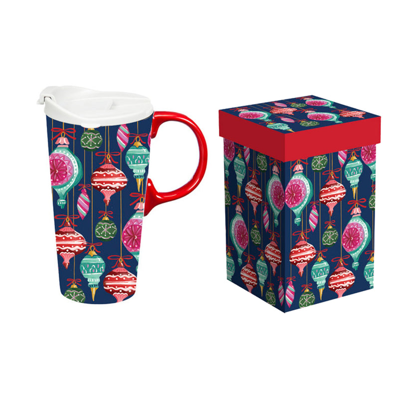 Ceramic Perfect Travel Cup, 17oz, w/ Gift Box, Ornaments,3ctc10142