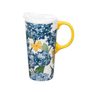 Hydrangeas Coastal Citrus Ceramic Perfect Cup, 17oz, Gift Box