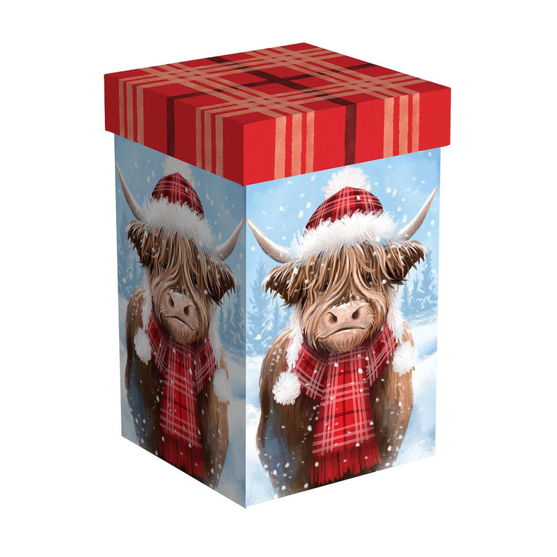Holiday Poinsettia Travel Cup Ceramic Perfect Cup, Highland Cow, 17oz, Gift Box