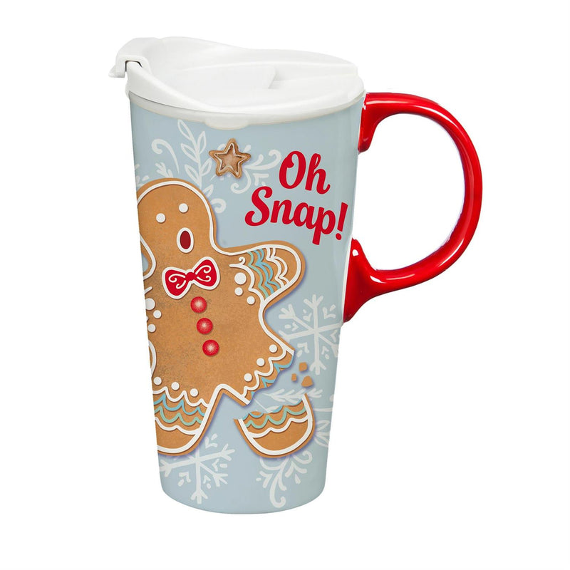 Baking Spirits Bright Gingerbread  Travel Cup Ceramic Perfect Cup, Gingerbread, 17oz, Gift Box