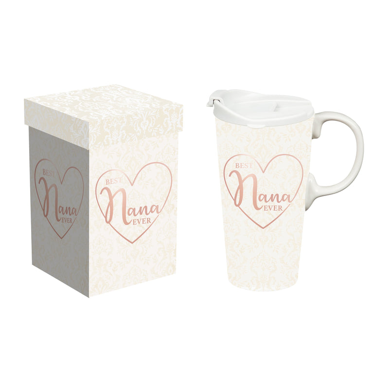 Ceramic Perfect Travel Cup, 17oz, w/ Gift Box, Best Nana Ever,3ctc104845n