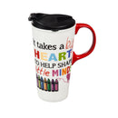 Ceramic Travel Cup, 17 OZ., Big Heart
