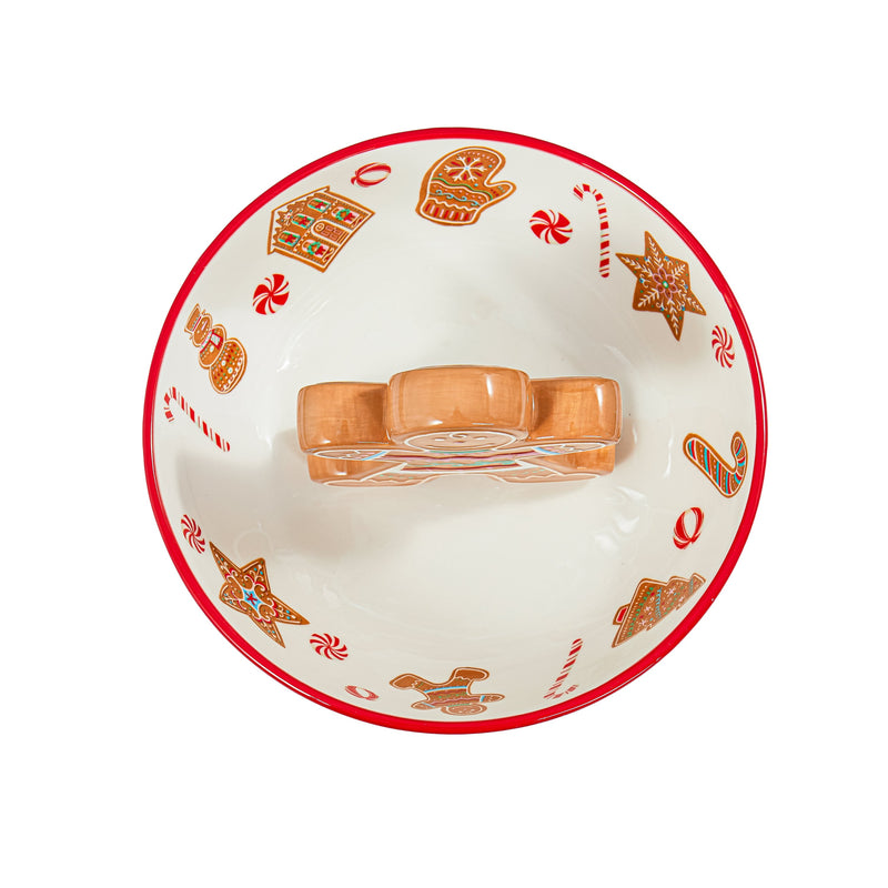 9" Ceramic Candy Bowl with Gingerbread Man Icon,3cy006