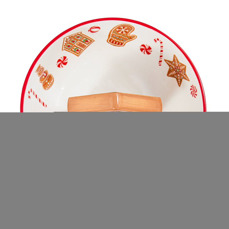 9" Ceramic Candy Bowl with Gingerbread House Icon,3cy007