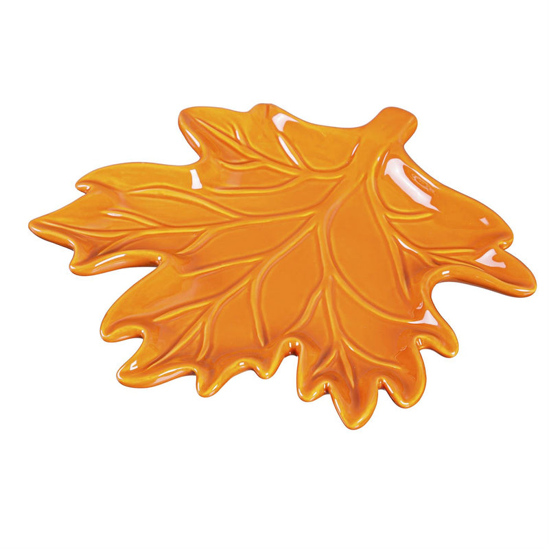 8" Ceramic Leaf Shaped Plate, 2 Asst. colors