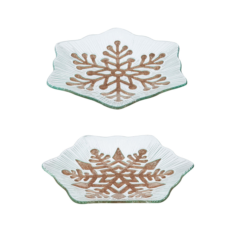 12" Glass Snowflake Dinner Plate,3dhg005