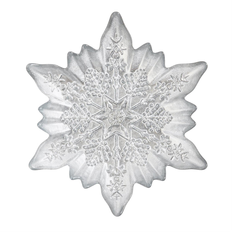 Season to Sparkle Bowl Glass Snowflake Shaped Dish, 6.75"