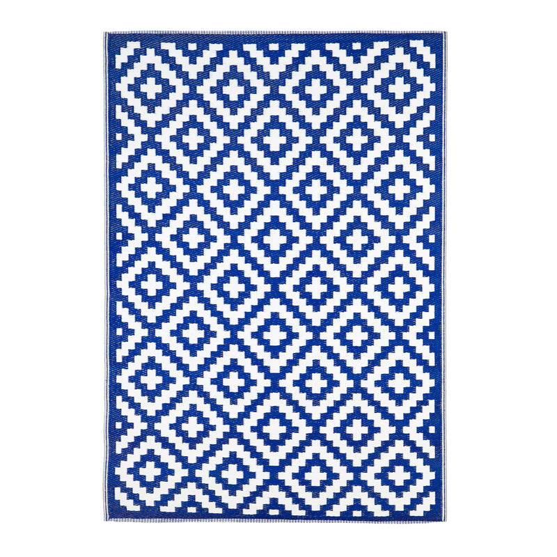 Evergreen Rugs,ReversibleWeather-resistant Rug 3'x5' Blue and White Birds Eye,36x60x0.02 Inches