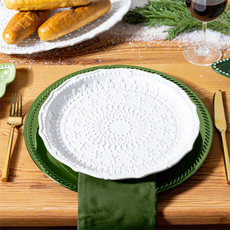 Plate Embossed Ceramic Dinner Plate, 10.25"