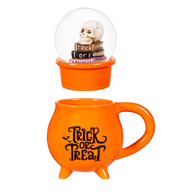 Ceramic Cup with Water Globe Topper w/ Gift Box, Trick or Treat,3dwg026