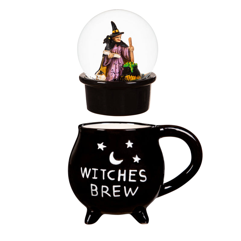 Ceramic Cup with Water Globe Topper w/ Gift Box, Witches Brew,3dwg027