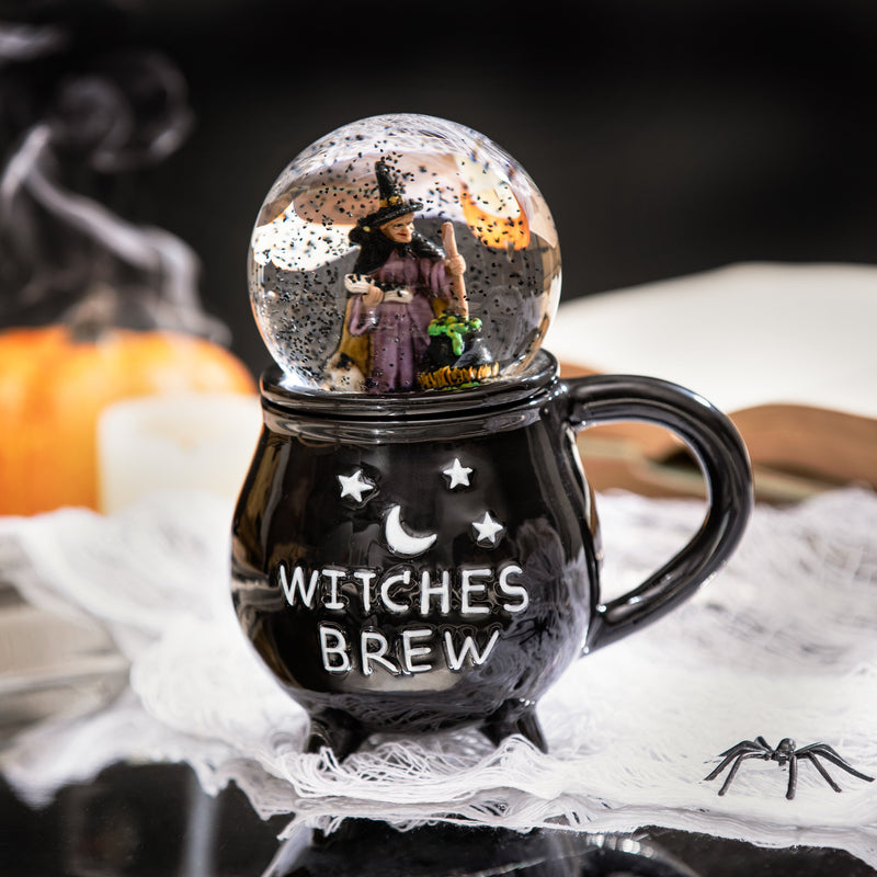 Ceramic Cup with Water Globe Topper w/ Gift Box, Witches Brew,3dwg027