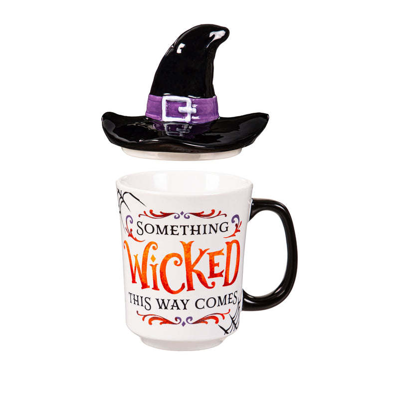 14oz. Cup of Awesome w/ Sculpted Ceramic Lid and Gift Box, Something Wicked This Way Comes Witch Hat,3dwg028