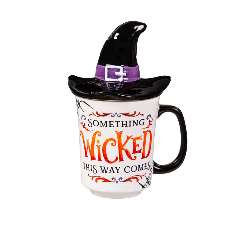 14oz. Cup of Awesome w/ Sculpted Ceramic Lid and Gift Box, Something Wicked This Way Comes Witch Hat,3dwg028