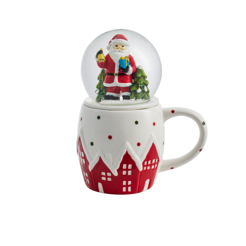 11oz Ceramic Cup and Water Globe Topper w/ Box, Santa,3dwg040a