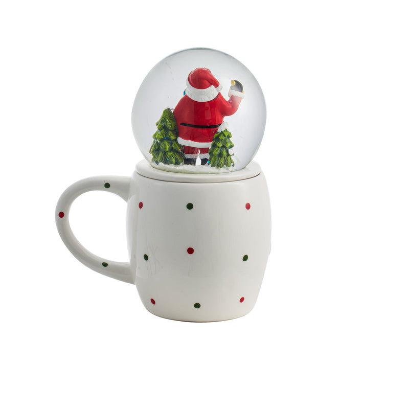 11oz Ceramic Cup and Water Globe Topper w/ Box, Santa,3dwg040a