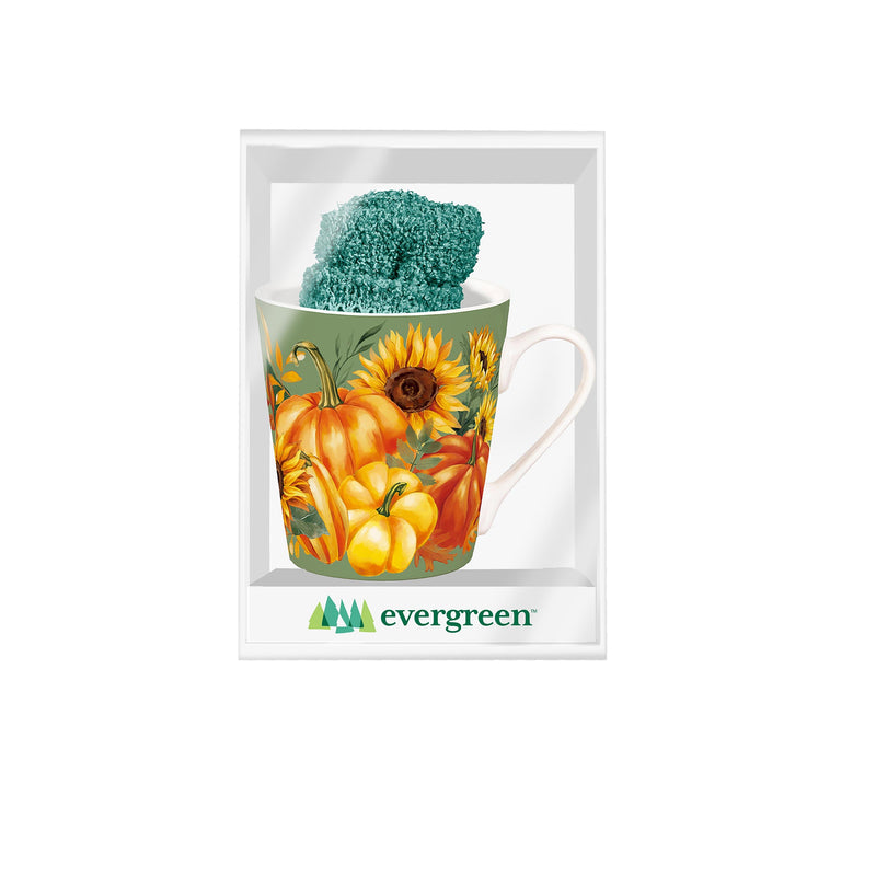 Grateful Gatherings Ceramic Flare Cup and Teal Socks Gift Set, 12oz, Gift Box