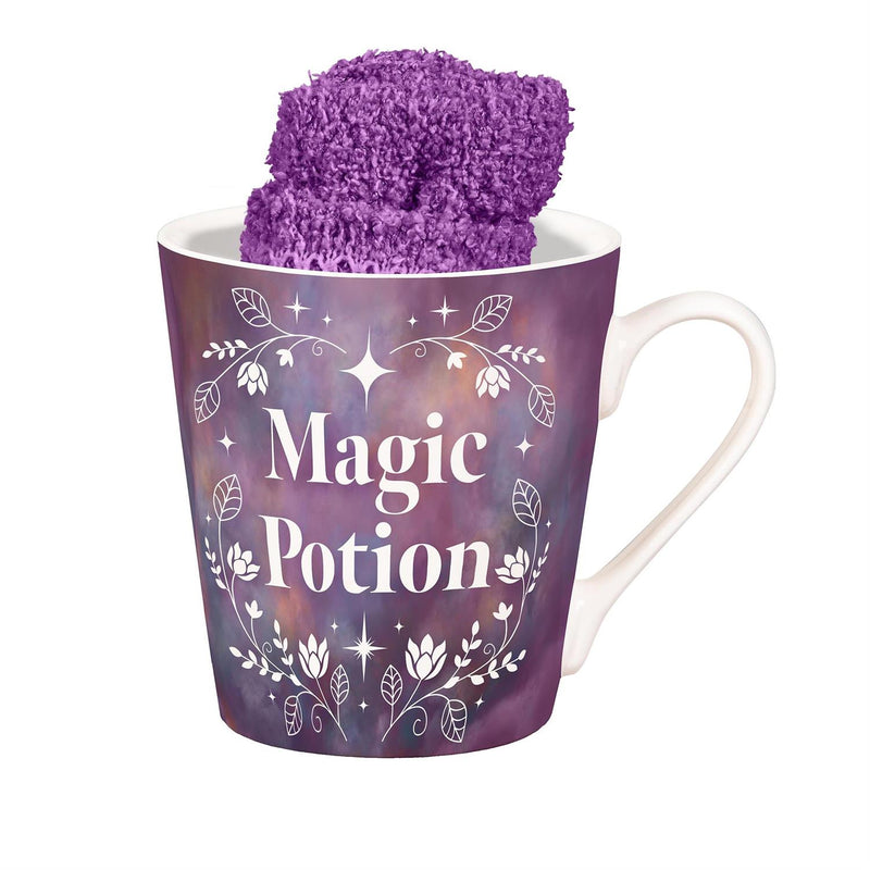 Magic Potion Ceramic Cup Flare Cup and Purple Socks Gift Set, 12oz, Gift Box