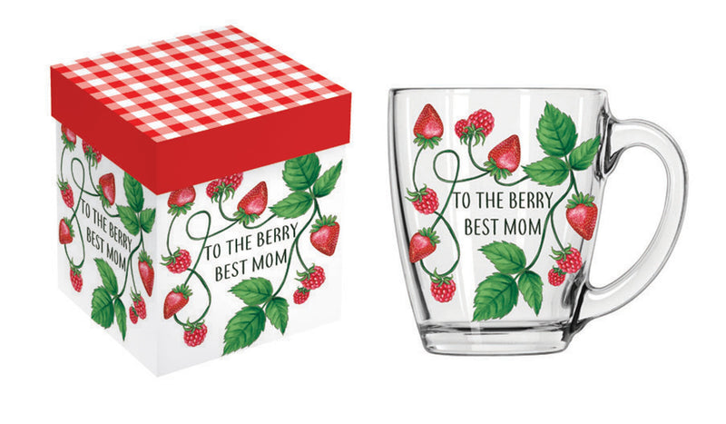 17oz Glass Cup w/ Gift Box, To The Berry Best Mom,3gcc263