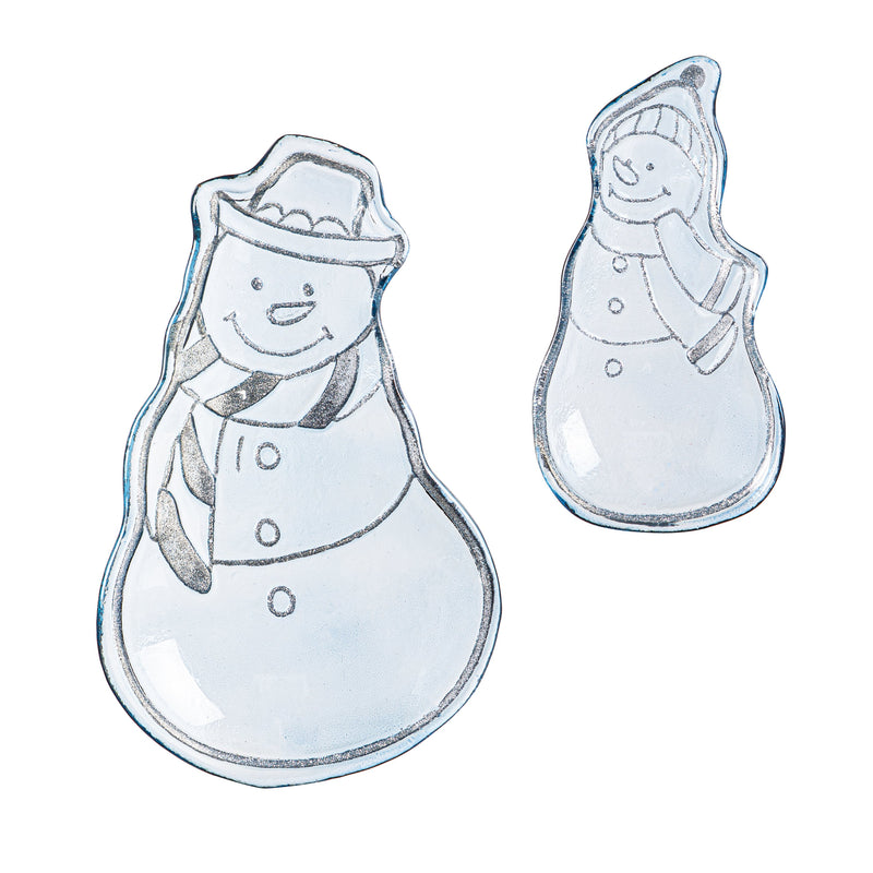 Glass Snowman Shaped Plate Set,3gi005