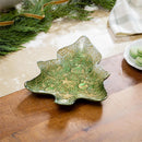 Shades of Green Plate Glass Tree Serving Dish, 8.5"L x 12"W