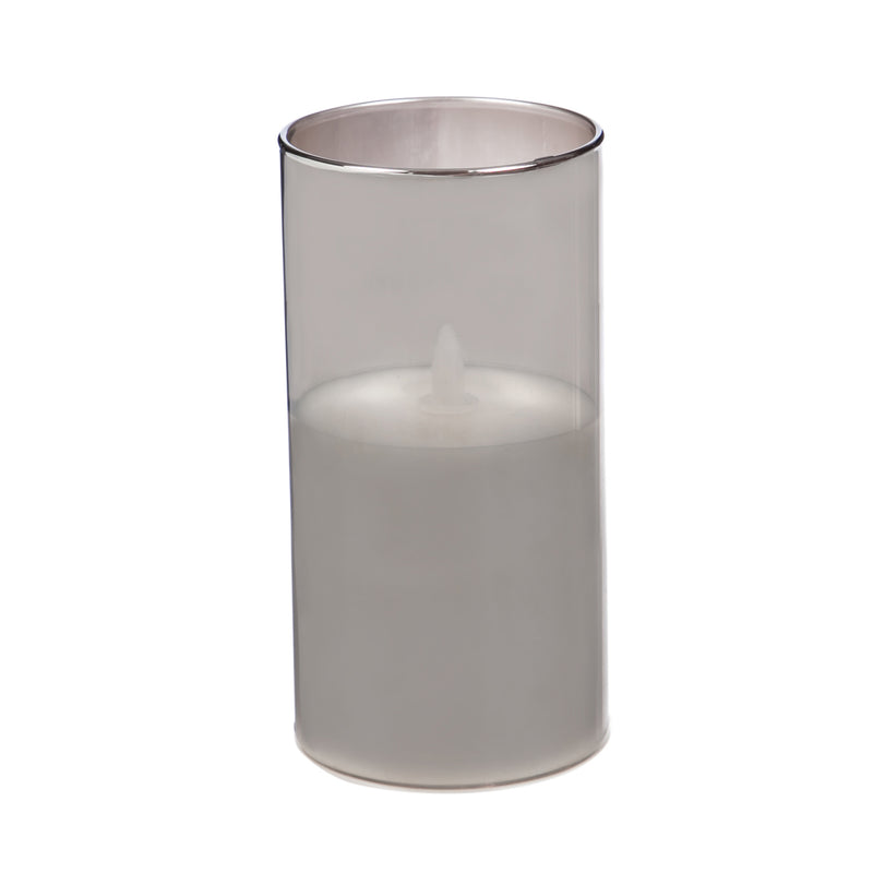 Smoke Glass Battery Operated Flameless LED Wax Pillar Candle, Set of 3,3led148