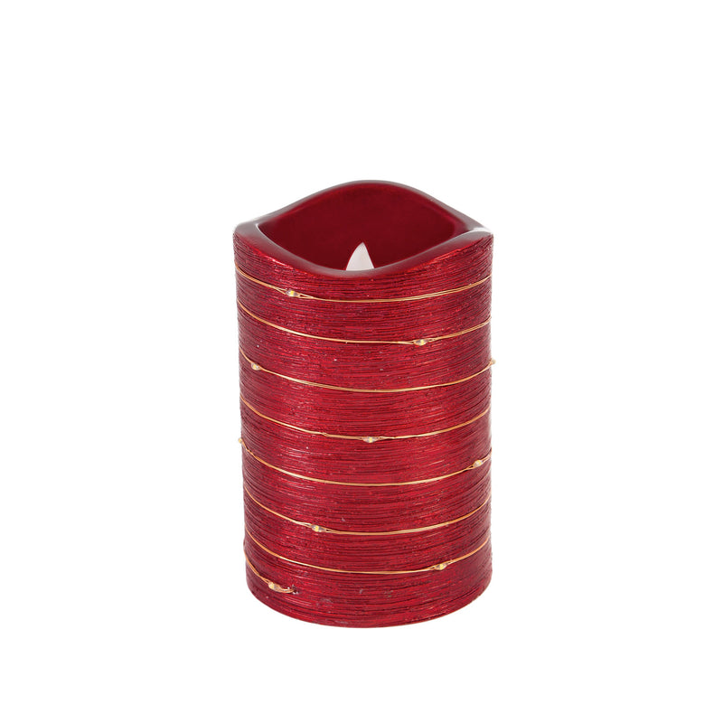 LED Metallic Swirl Flameless Candle with Timer Function, 2 Asst, Red/Green,3led225