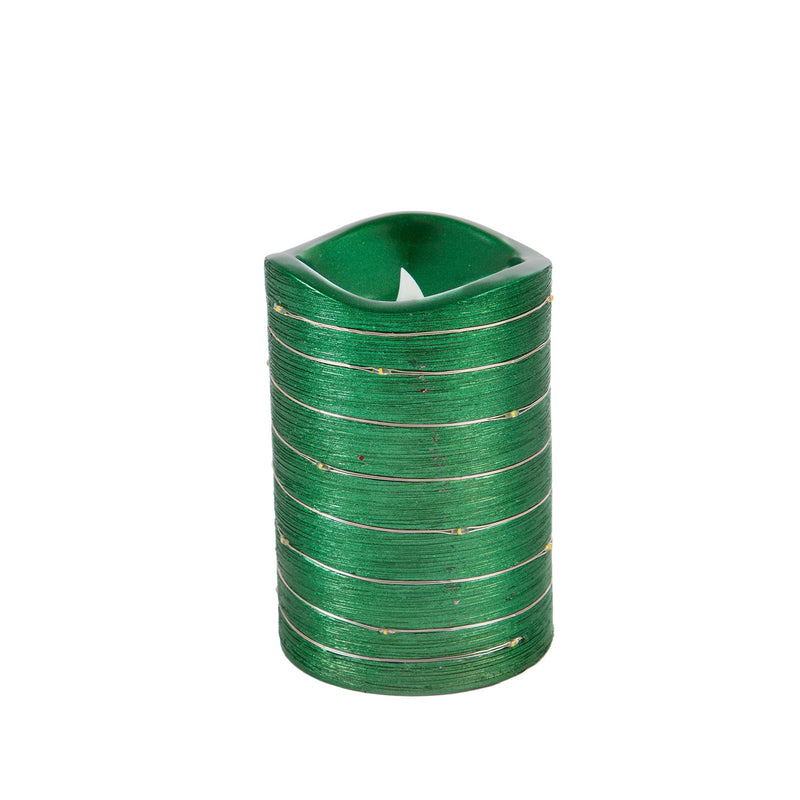 LED Metallic Swirl Flameless Candle with Timer Function, 2 Asst, Red/Green,3led225