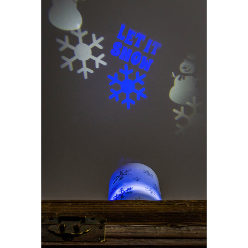 LED Snowflake Pillar Table Decor with Projected Icons,3led330