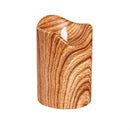 LED Round Candle with Natural Wood Pattern, Set of 2