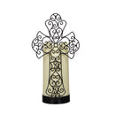 Cross LED Wax Candle with Metal Holder Set