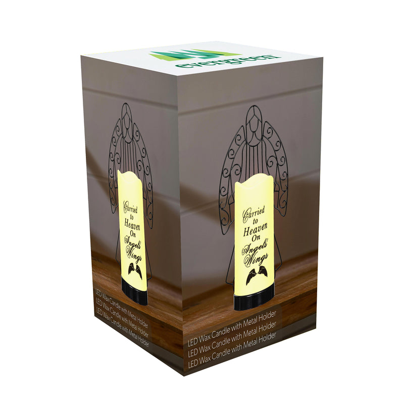 Angel LED Wax Candle with Metal Holder Set