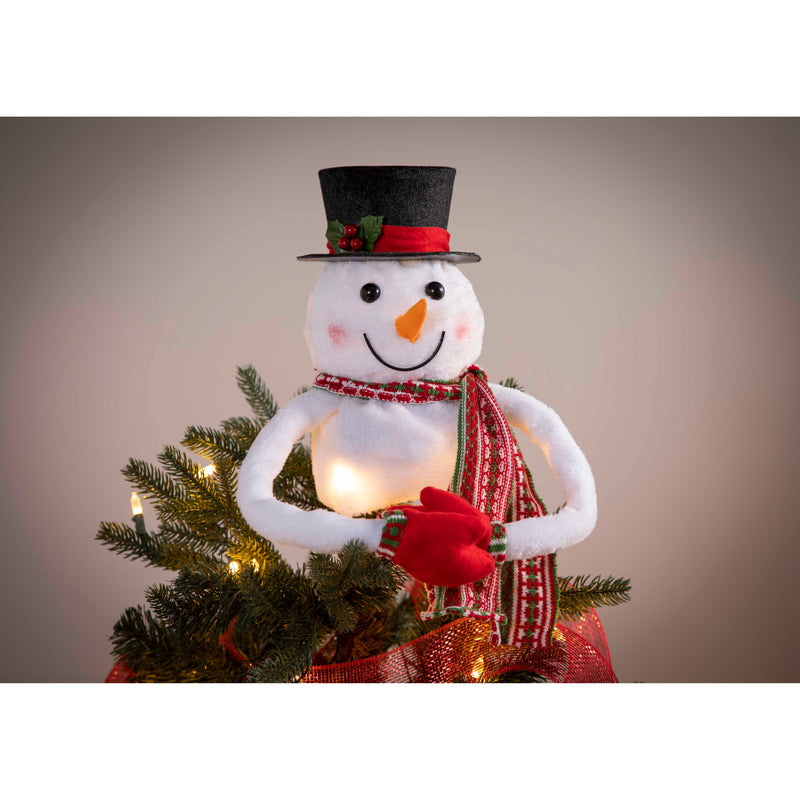 12" LED Fabric Snowman Tree Topper with Snowflake Projection,3ltt010