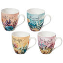 Bunny Blooms Coffee Cup Ceramic Cup O' Java, Sunday Morning, 17oz, Asst of 4, Gift Box